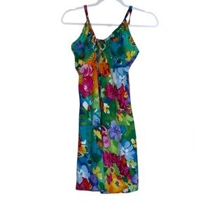 Vintage Jams World Hawaiian & Floral Print Spaghetti Straps Dress Size S